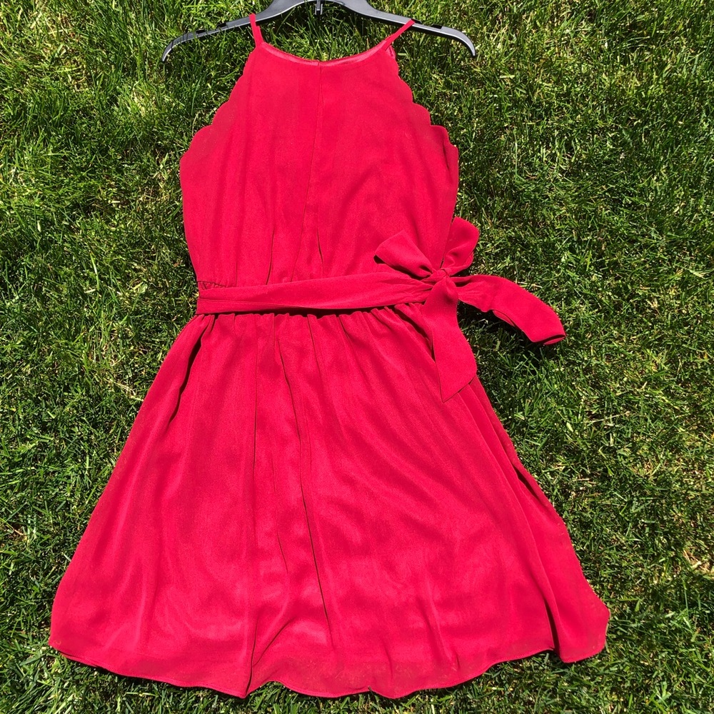 Simple Red Dress with Removable Belt
